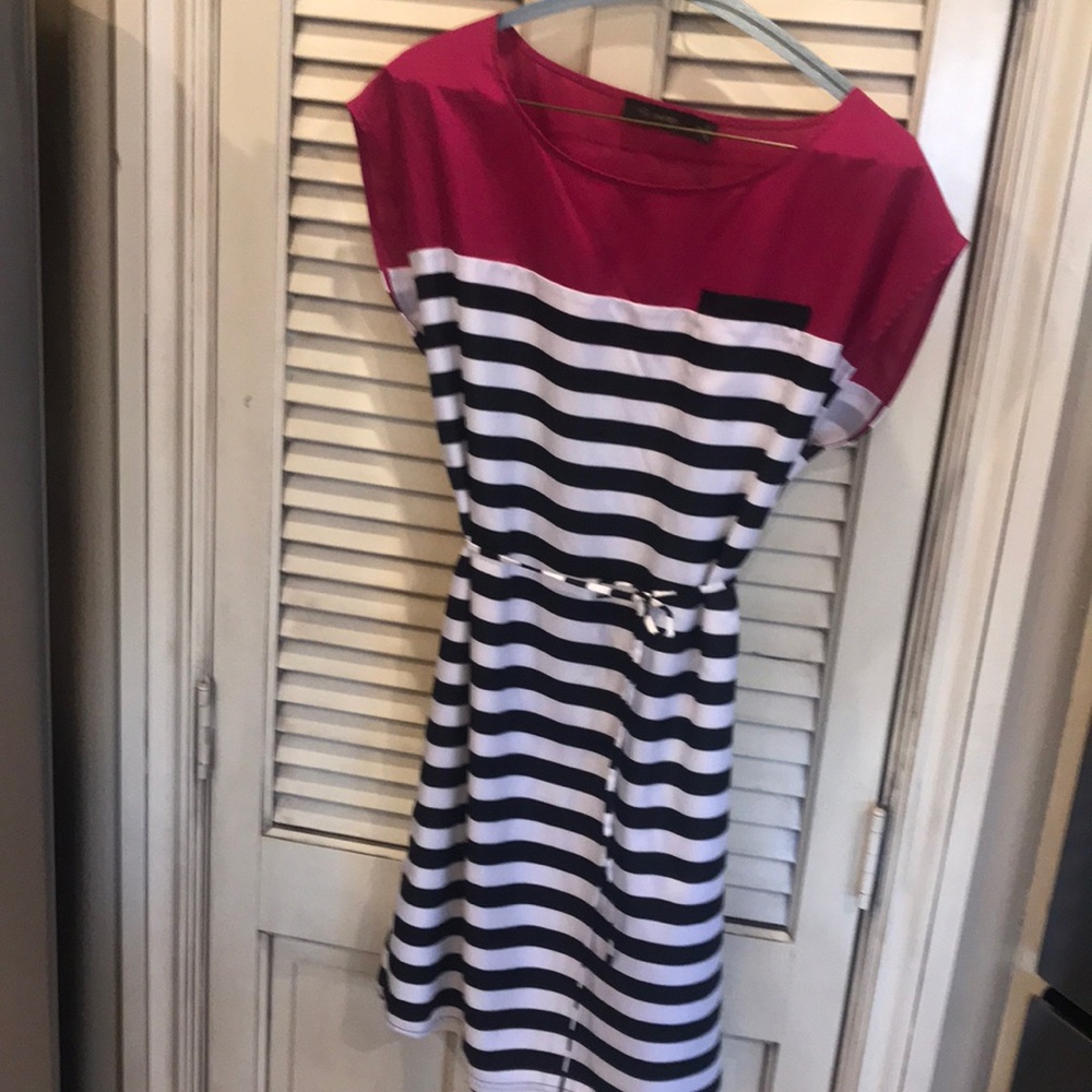 Pink, Black & White Shirt dress